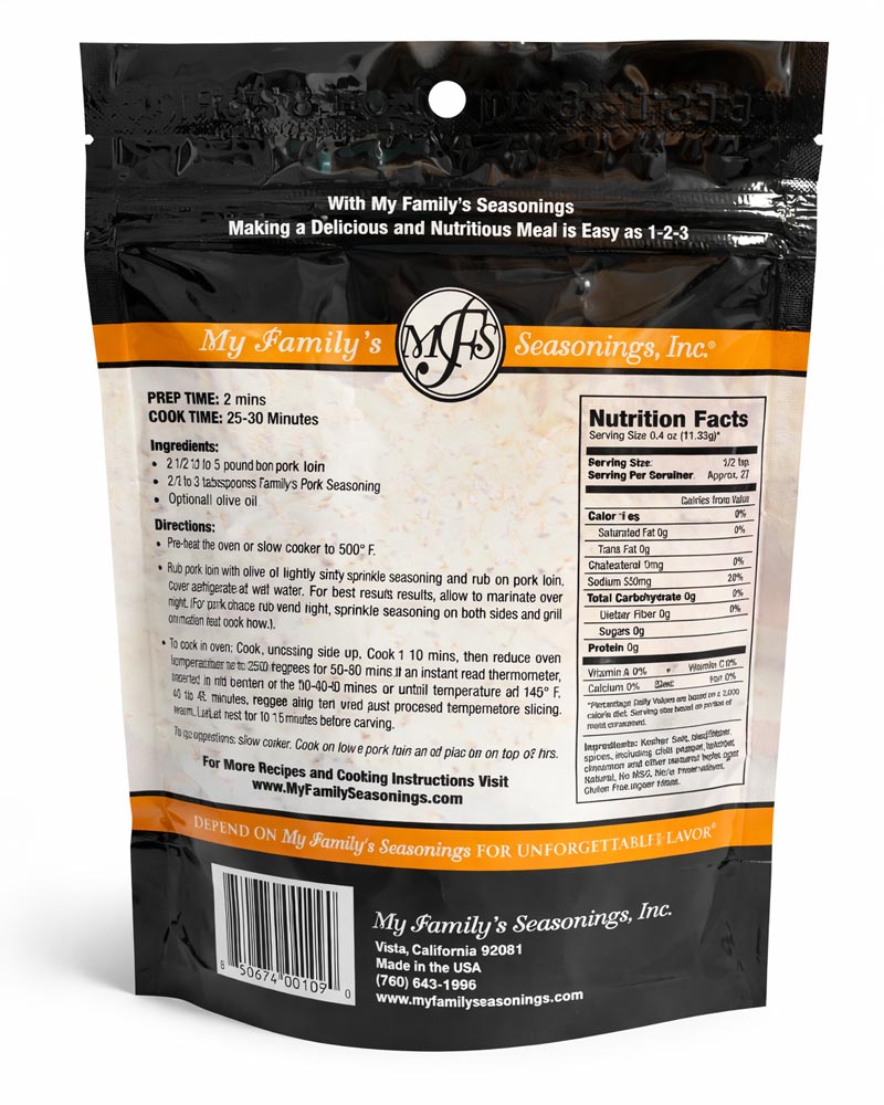 My Family's All Natural Pork Seasoning (3.6 oz) – Pork & Rib Dry Rub | Gluten Free, No MSG - Image 2