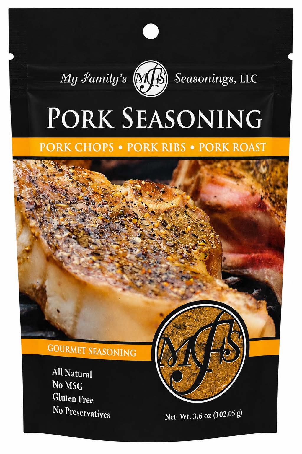 My Family's all natural pork seasoning 3.6 oz gluten free pork and rib dry rub